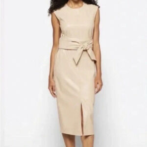 Modern Citizen Pilar Vegan Leather Tie-Front Midi Dress